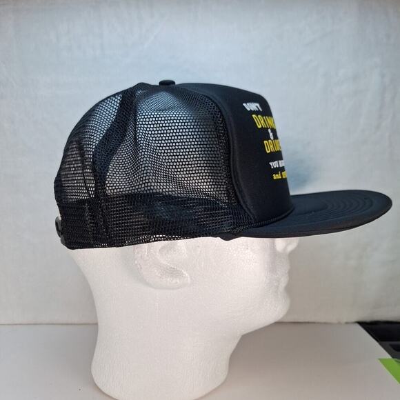 Vintage Funny Liquor Trucker Hat Cap Mesh Snapback Black "Don't Drink And Drive" - Picture 5 of 8